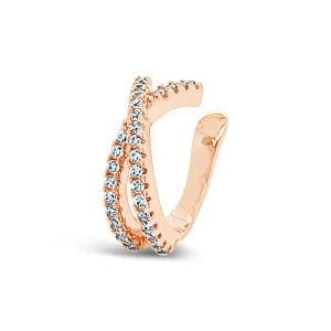 Crisscross Rose Gold Diamante Ear Cuff
