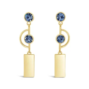 Absolute Jewellery Geo Pearl Crystal Gold Drop Earrings