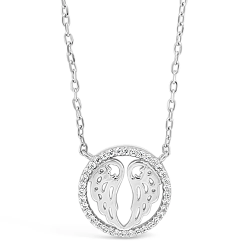 Angel Wings Sterling Silver Disc Pendant - Image 2