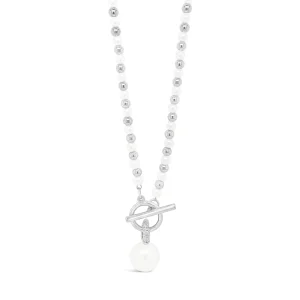 Absolute Jewellery Pearls & Beads T-Bar Silver Necklace
