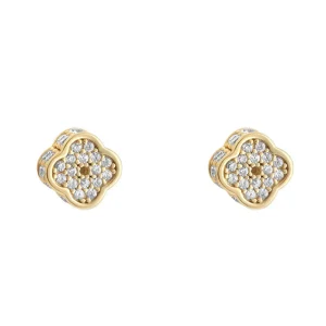 18ct Gold Plated Sterling Silver 6mm Clover Stud Earrings