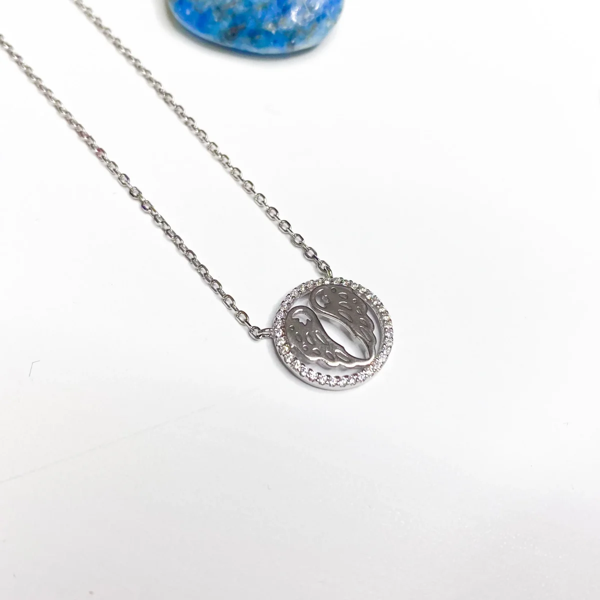 Angel Wings Sterling Silver Disc Pendant - Image 7