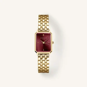 Rosefield Octagon XS Gold Burgandy Watch