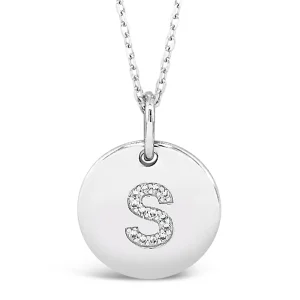 S - Initial Letter Sterling Silver Disc Necklace